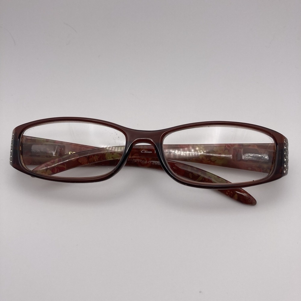 Foster Grant Brn Floral Jeweled Reading Glasses Frames ASHLEY BRN 54/16-129